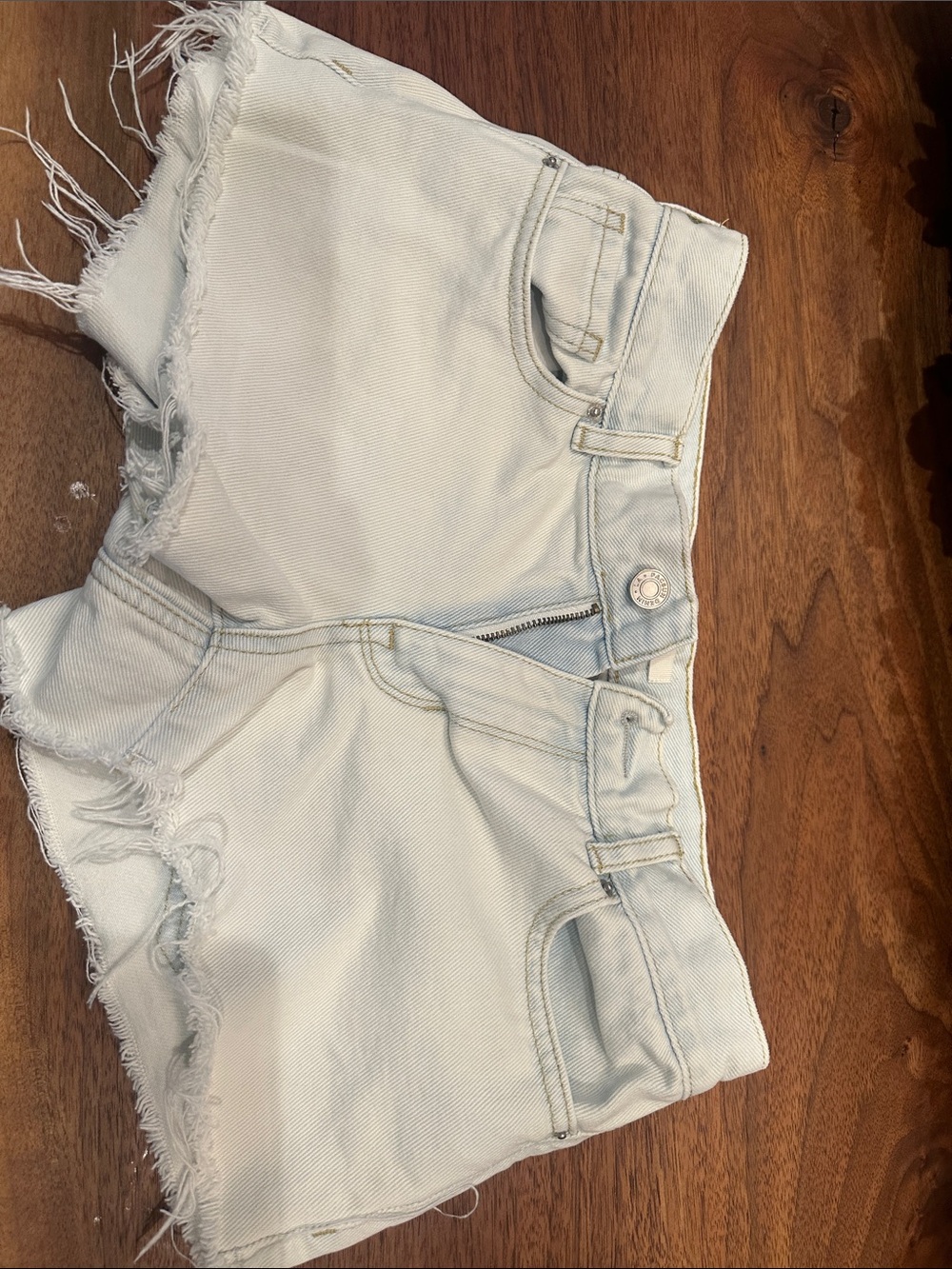 PacSun Light Wash Frayed Hem Denim Shorts